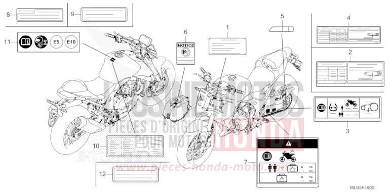 CAUTION LABEL for Hornet 750 PEARL GLARE WHITE (NHB53) from 2023